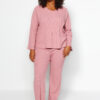 Trendyol Curve Pale Pink Ribbed Knitted Two Piece Set