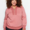 Trendyol Curve Pale Pink Thick Fleece Inside Zipper Detailed Knitted Sweatshirt