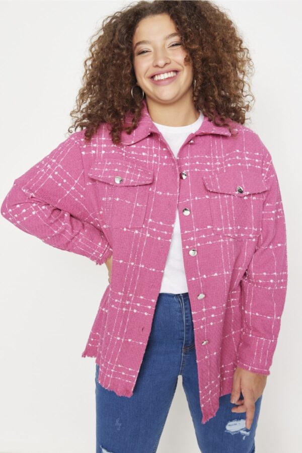 Trendyol Curve Pink Chenille Woven Shirt