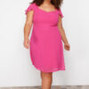 Trendyol Curve Pink Chiffon Woven Plus Size Dress