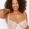 Trendyol Curve Pink Floral Lace Cupless Plus Size Bra
