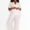 Trendyol Curve Pink Striped Shirt Collar Woven Pajamas Set