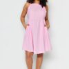 Trendyol Curve Pink Weave Halterneck Dress
