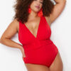 Trendyol Curve Red Belt Swimsuit