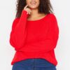 Trendyol Curve Red Cross Band Detailed Knitwear Sweater