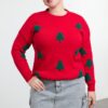 Trendyol Curve Red Embroidered New Year's Themed Knitwear Sweater