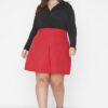 Trendyol Curve Red Pleated Mini Woven Skirt