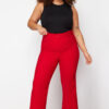 Trendyol Curve Red Plus Size Wide Leg/Wide Leg Woven Fabric Trousers with Slits