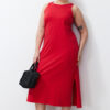 Trendyol Curve Red Single Jersey Summer 100% Cotton Knitted Plus Size Dress