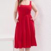 Trendyol Curve Red Square Neck A-line Knitted Plus Size Dress