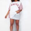 Trendyol Curve Red Striped Printed Oversize 100% Cotton Knitted T-shirt