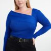 Trendyol Curve Saks Asymmetrical Collar Body-hugging Fine Knitwear Sweater