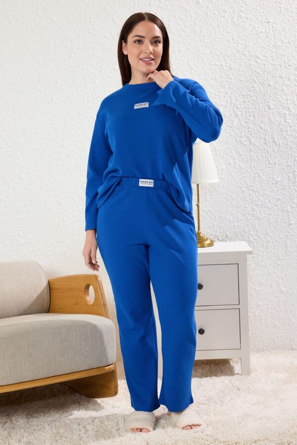 Trendyol Curve Saks Waffle Label Detailed Knitted Pajama Set