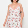 Trendyol Curve Salmon Floral Lace Knitted Nightshirt