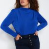 Trendyol Curve Sax Sleeves Padded Knitted Blouse