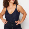 Trendyol Curve Sax Strap Fine Knitwear Silvery Blouse