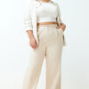 Trendyol Curve Stone High Waist Wide Leg Wide Leg Pleated Woven Fabric Trousers