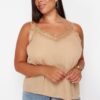 Trendyol Curve Stone Strap Lace Woven Plus Size Blouse