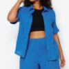 Trendyol Curve Weave Sax Muslin Shirt