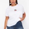 Trendyol Curve White 100% Cotton Patterned Knitted T-Shirt