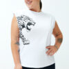 Trendyol Curve White Animal Patterned Padded Knitted Blouse