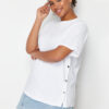 Trendyol Curve White Boyfriend Fit Side Snap Detail 100% Cotton Knitted Plus Size T-shirt