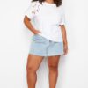 Trendyol Curve White Embroidery Detailed Basic 100% Cotton Knitted T-shirt