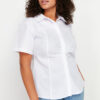 Trendyol Curve White Front Gathered Detail Woven Shirt