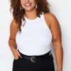Trendyol Curve White Halter Neck Basic Knitted Undershirt