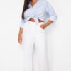 Trendyol Curve White High Waist Straight Leg Plus Size Jeans
