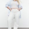 Trendyol Curve White High Waist Wide Leg Denim Trousers