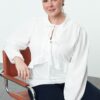 Trendyol Curve White Laced Ruffle Long Sleeve Plus Size Blouse