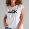 Trendyol Curve White More Sustainable Printed Shoulder Pleated 100% Cotton Knitted T-shirt