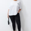 Trendyol Curve White Print Detailed Oversize Knitted T-shirt
