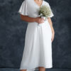 Trendyol Curve White Satin Double Breasted Woven Bridal/Elegant/Evening/Wedding Dress