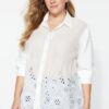 Trendyol Curve White Woven Scallop Detailed Shirt