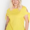 Trendyol Curve Yellow Sleeves Tie Detail 100% Cotton Knitted T-Shirt
