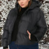 Trendyol Curve fekete kapucnis puffer crop kabát
