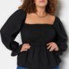 Trendyol Curve fekete paszományos szőtt plus size blúz
