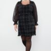 Trendyol Curve fekete tweed ruha