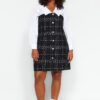Trendyol Curve fekete tweed ruha