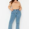 Trendyol Curve világoskék magas derékú flare fit farmer