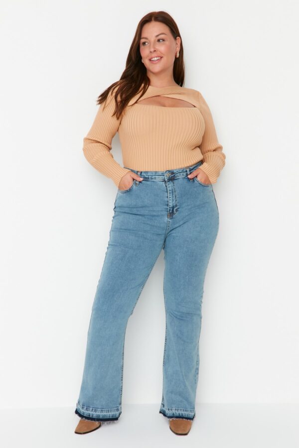 Trendyol Curve világoskék magas derékú flare fit farmer