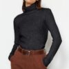 Trendyol Dark Anthracite Soft Texture Basic Knitwear Sweater