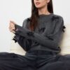 Trendyol Dark Anthracite Soft Texture Ribbon/Bow Detailed Knitwear Sweater
