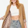 Trendyol Dark Beige Regular Lining Detailed Woven Blazer Jacket