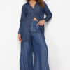 Trendyol Dark Blue 100% Tencel™ High Waist Wide Leg Jeans with Elastic Waist