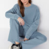 Trendyol Dark Blue Crew Neck Scuba Knitted Tracksuit