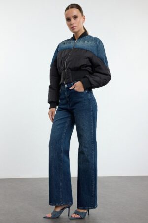 Trendyol Dark Blue High Waist Wide Leg Jeans