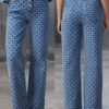 Trendyol Dark Blue Patterned High Waist Wide Leg Jeans